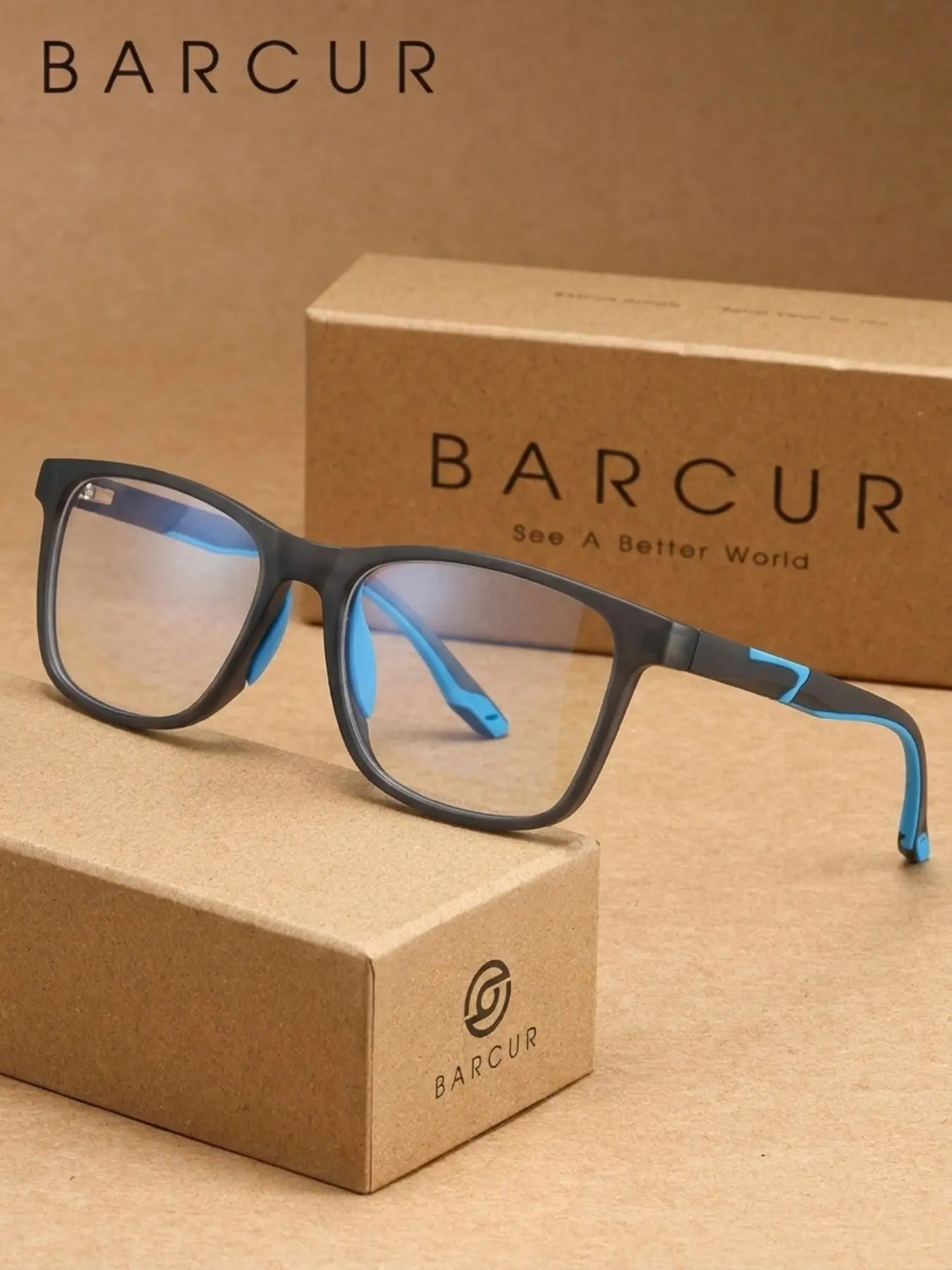 BARCUR Daily Wear Glasses Men Women Square Frame Clear Lens Sport Casual Eyewear