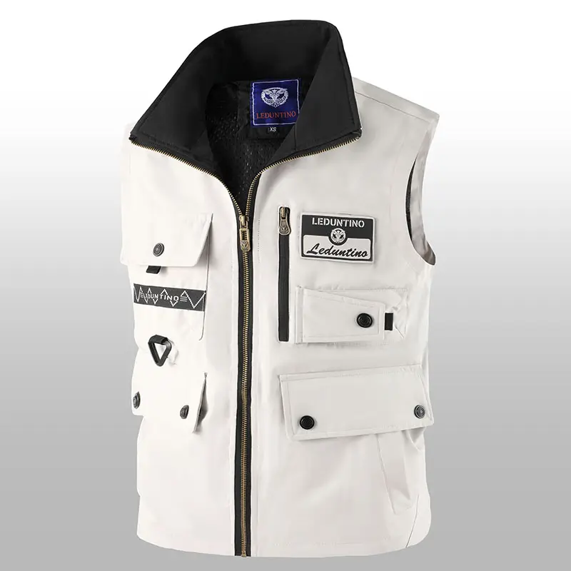 Men's Outdoor Cargo Vest Multi Pocket Tactical Fishing Photography Gilet Stand Collar Full Zip Breathable Mesh Lined Sleeveless Jacket Workwear Male Clothing cozy soft cool clean chic active sporty casual premium classic stylish durable vibe hype 3-Colors