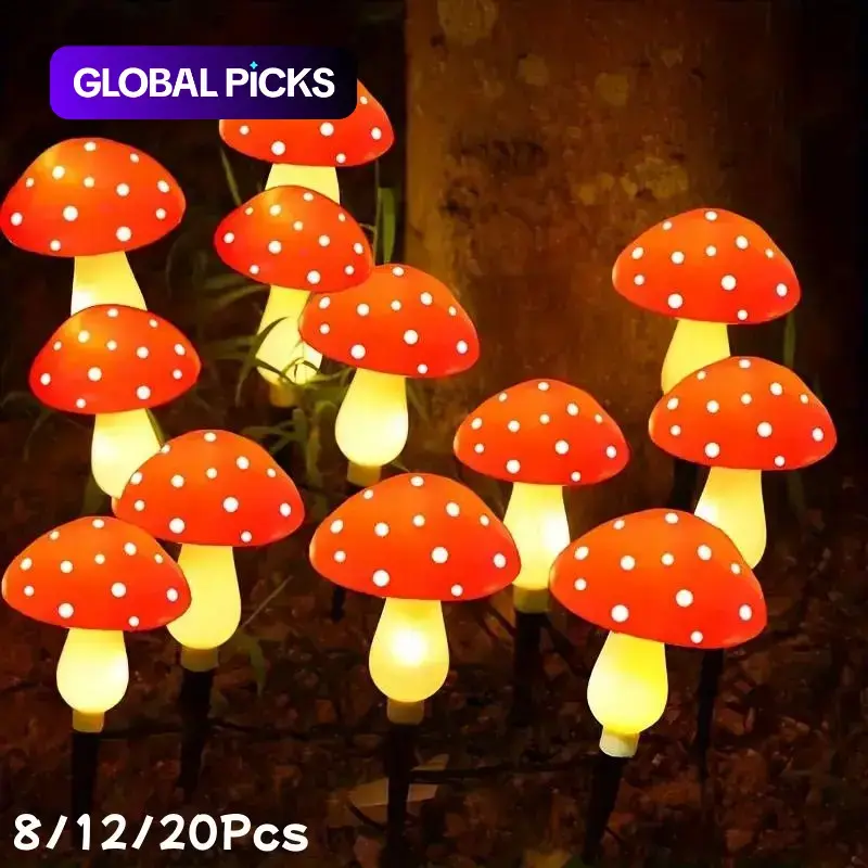 Solar-Powered Mushroom Garden Light, Solar Garden Lamps, 1 Set Outdoor LED Decorative Lamp, LED Courtyard Light for Yard, Patio, and Pathway Lighting, Solar Outside Lights, Outdoor Lights #GLOBAL PICKS