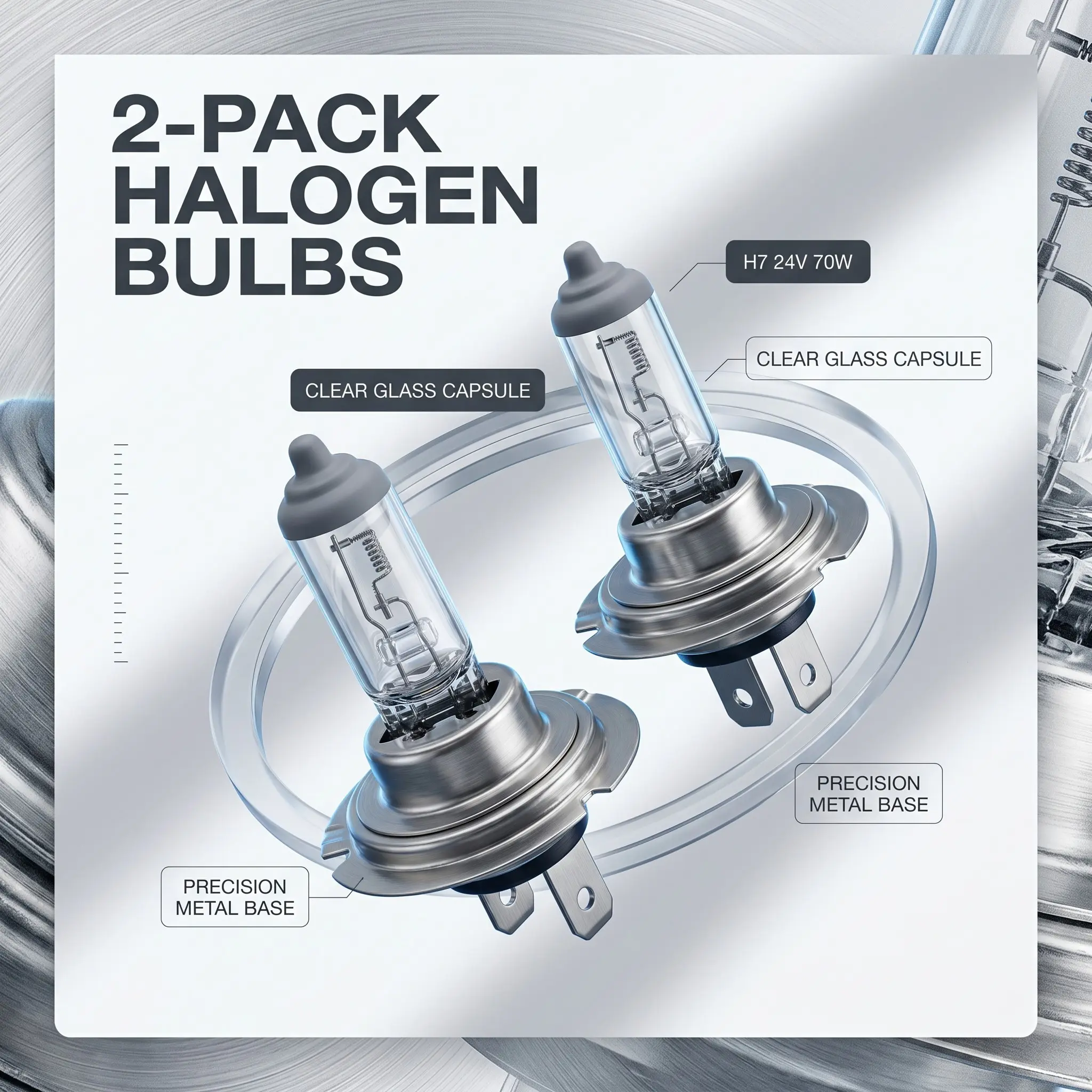 2-piece set of H7 halogen bulbs suitable for various vehicles, plug and play, long-life super bright bulbs, 12V standard halogen bulbs, night-brightness headlight bulbs, ready to use and plug in, car headlight bulbs, Automotive Light Bulbs