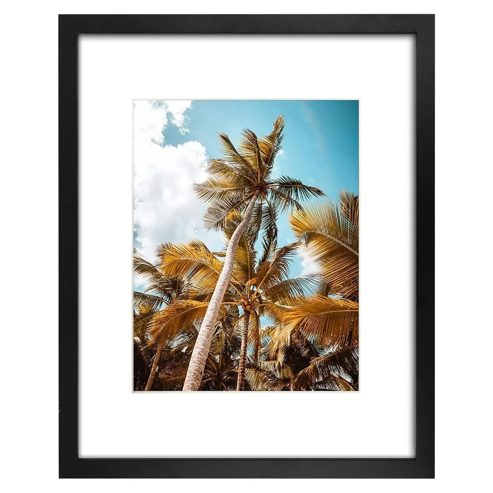 16x20 Black Picture Frame with Real Glass Mat for 11x14 - High Definition Glass, Wide Molding, Preinstalled Wall Mounting Hardware, Perfect for Home DecorationGift