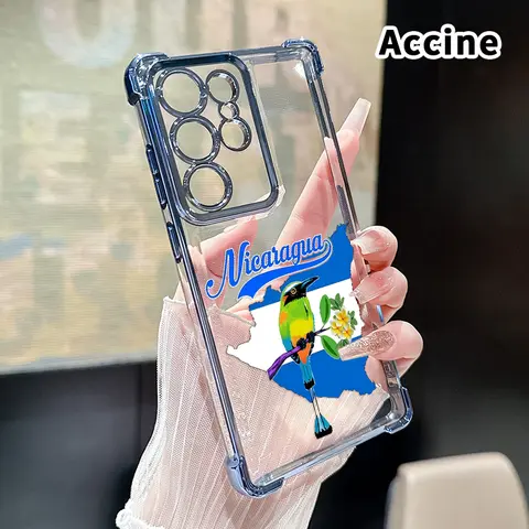 Phone Case Compatible with Samsung Galaxy S26 S23 Ultra S24 Plus S25 S22+ Edge Nicaragua Bird Pattern Clear Protective Four Corners Air Cushion Anti-drop Premium Plated Cover