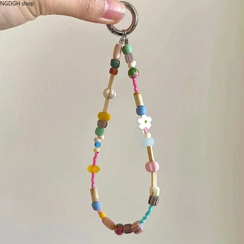 Women's Beaded Mobile Wrist Strap - Adjustable Crossbody Lanyard with Mixed Beads Charm, Key Ring, Female Daily Wear Sports & Outdoor Bag Accessory, Accessories