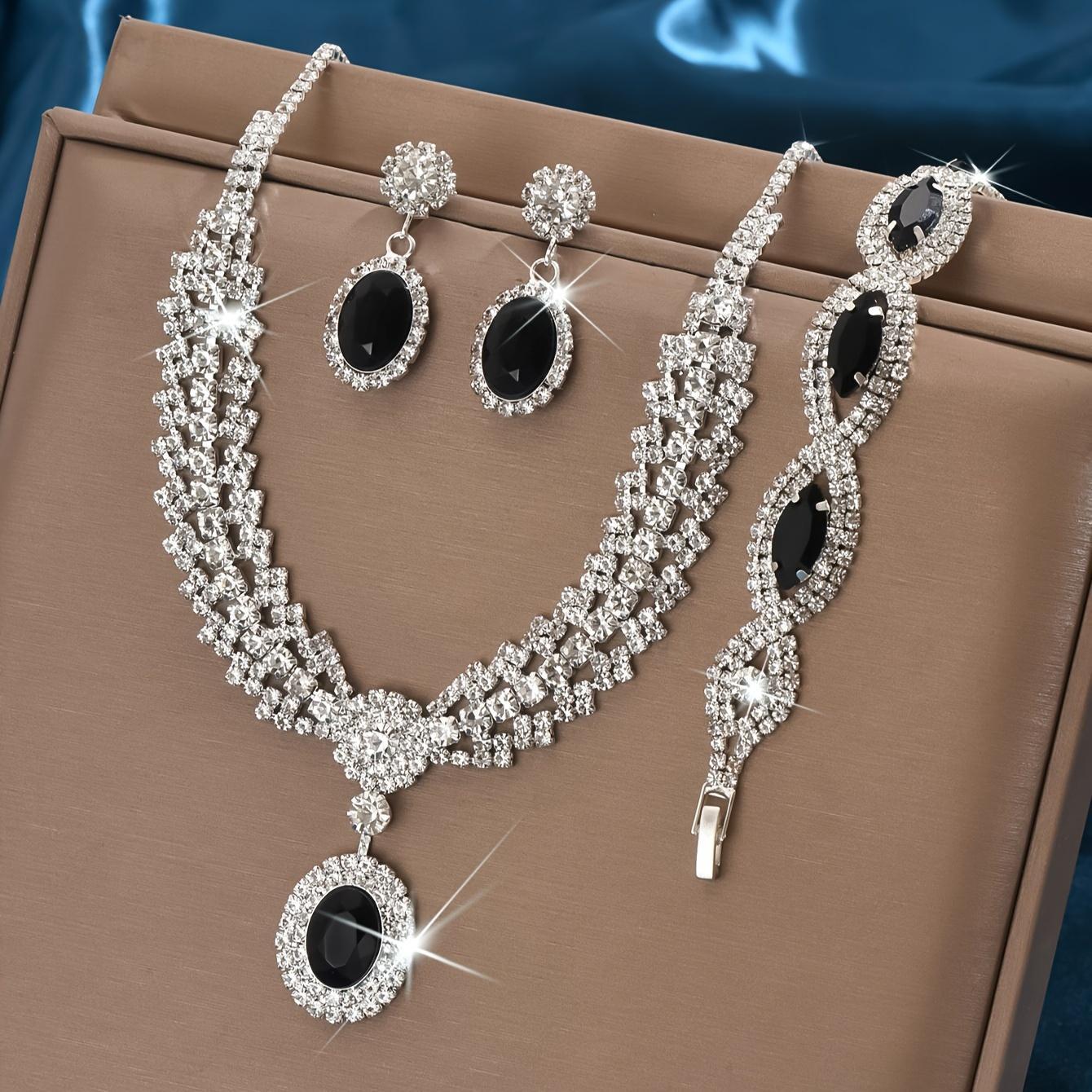 Elegant Bridal Jewelry Set Necklace and Earrings, Sparkling Suitable for Weddings and Parties