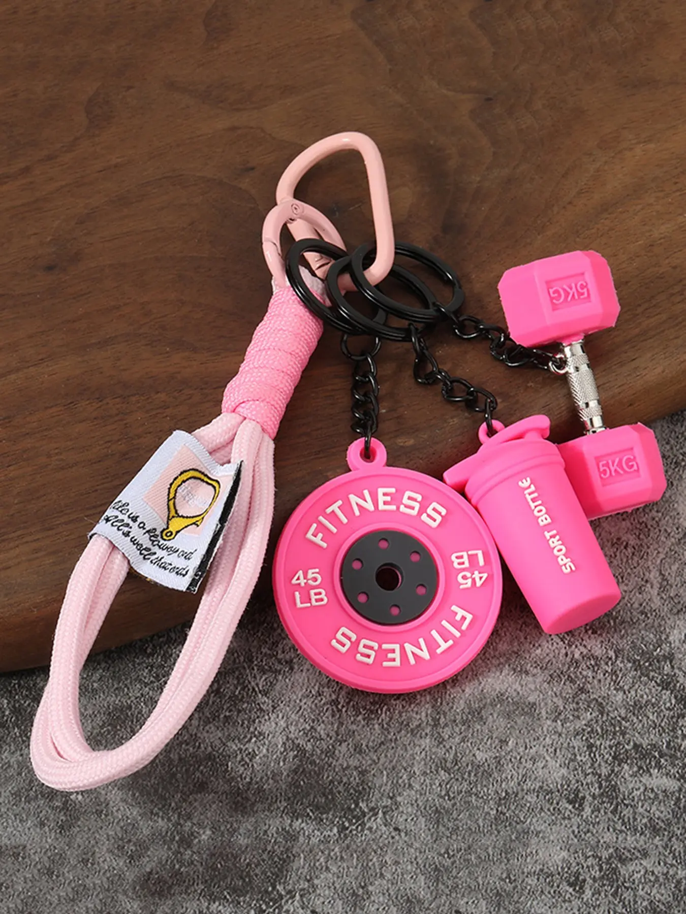 Fashionable sports style niche design hanging accessories, can be used as bag hanging accessories, with multi fitness element decoration design, lightweight and easy to carry, suitable for commuting and shopping, Keychain Bag Pendant