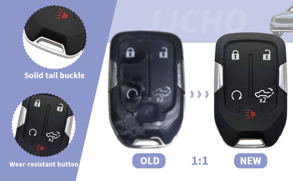 BASIC SUPPLY Key Fob Shell Case Replacement Fits for Chevy Silverado 2022 2021 2020 2019 and GMC Sierra 1500 2500HD 3500HD 5 Button Keyless Entry Remote Control Smart Car Key Fob Cover BASIC SUPPLY Key Fob Shell Case Replacement Fits for Chevy Silverado 2022 2021 2020 2019 and GMC Sierra 1500 2500HD 3500HD 5 Button Keyless Entry Remote Control Smart Car Key Fob Cover