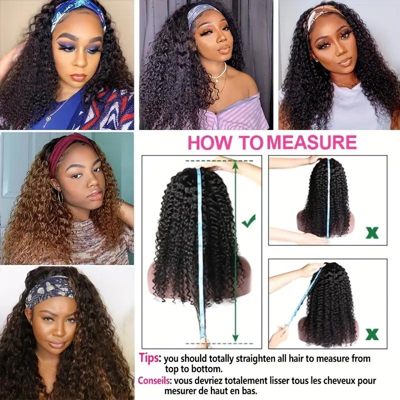 Bling Hair Headband Wig Deep Wave Machine Made None Lace Human Hair WIg Ready to Wear Glueless Curly Headband Half Wig For Wowen Beginner Friendly 180% Density TikTokShopHolidayHaul