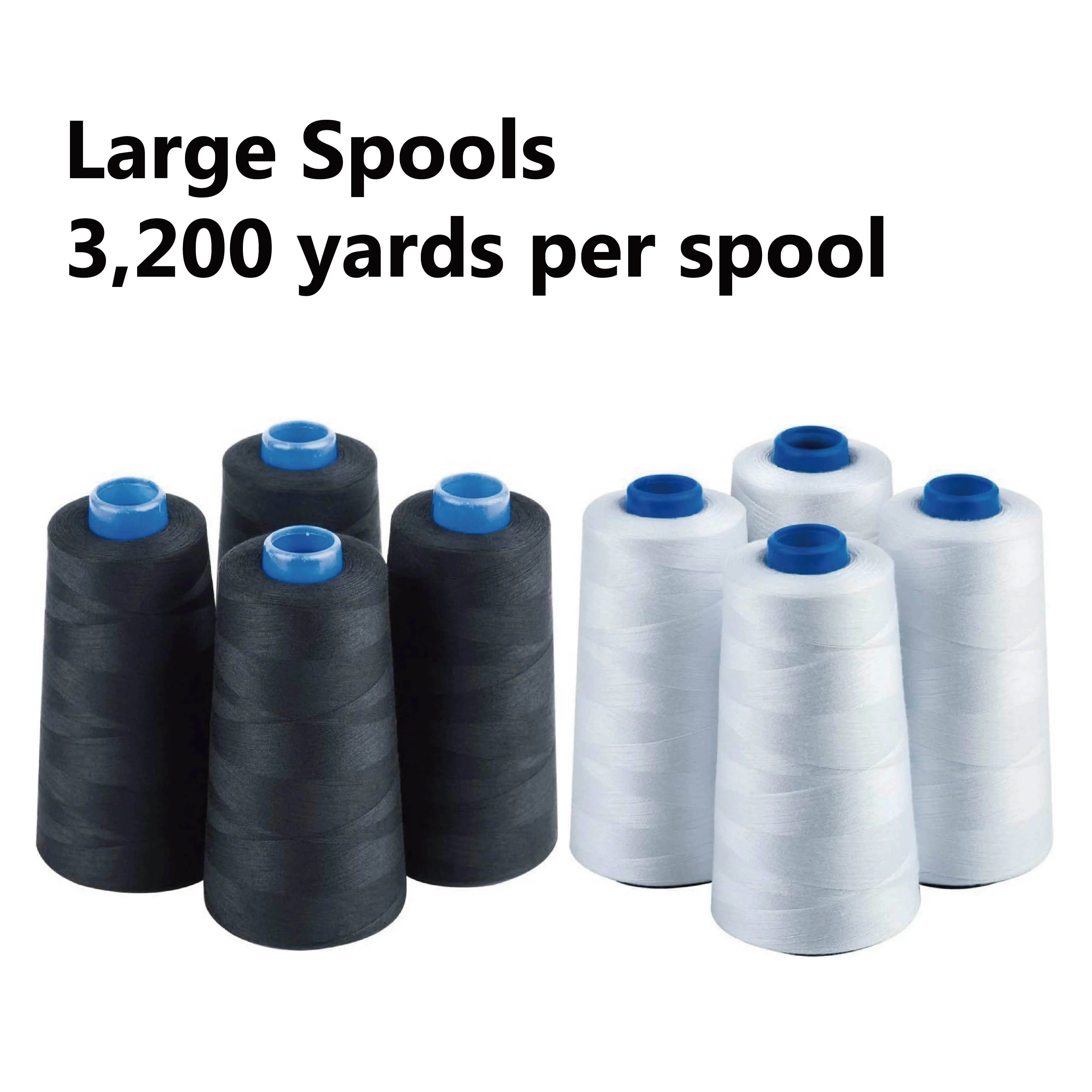 Durable Thread Heavy-Duty Spool Thread - Black & White, 4/8 Spools, 3200 yds/Unit, Total 6400/25600 yds, Ideal for Machine Sewing, Quilting