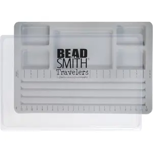 Mini Bead Board, Grey Flocked | 4 Straight Channels, 5 Recessed Compartments, 7.75 x 11.25 inches, Design Boards for Creating Bracelets, Necklaces and