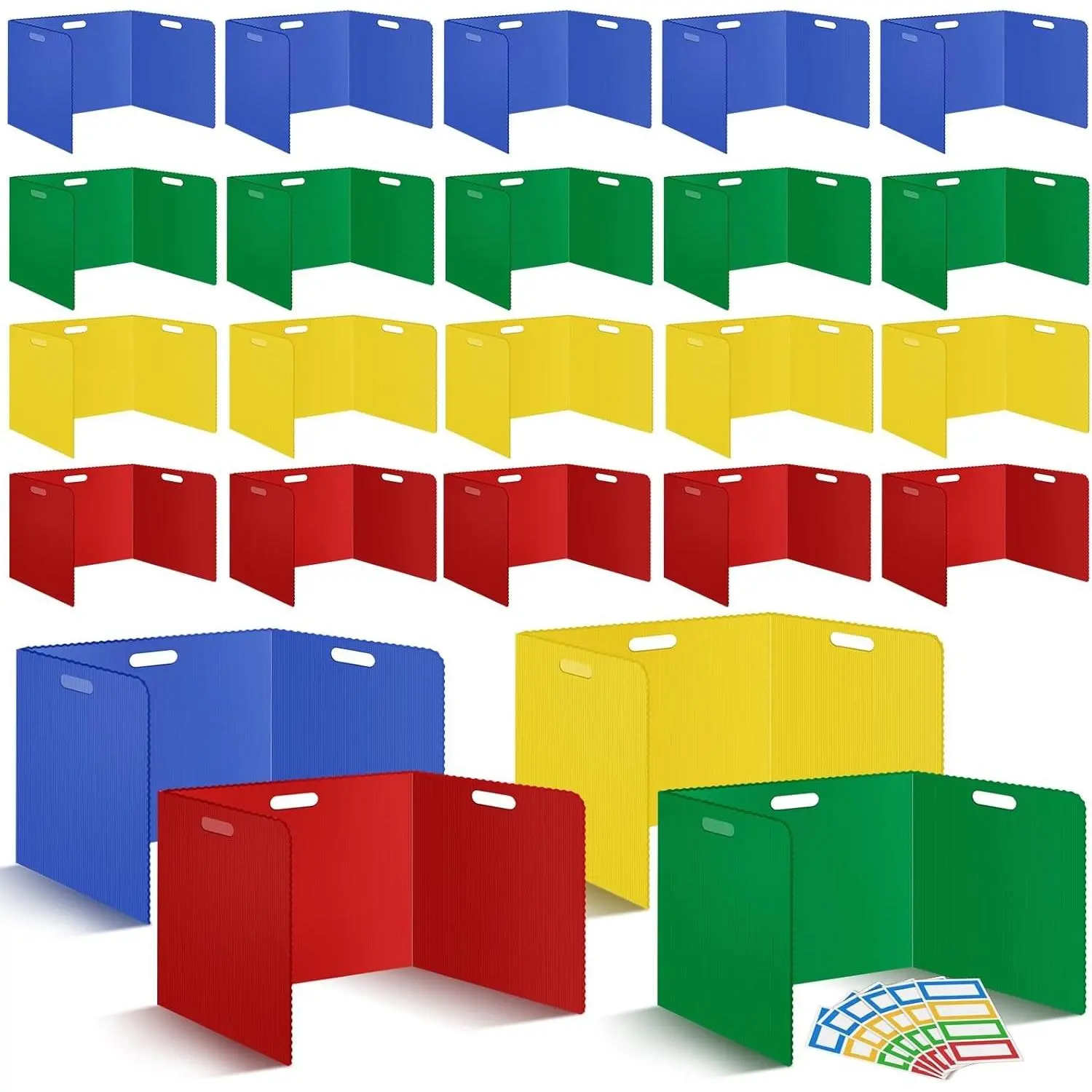 24-Pack Plastic Desk Dividers (14×17.5×14in), Durable Waterproof Black Privacy Shields for Students, Classroom Setup School Study Supplies (Multicolored)