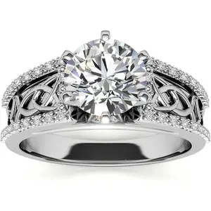 Women's 925 Sterling Silver Celtic Knot 1.0 CT Round Cut Moissanite Ring, Engagement-Wedding Promise Jewelry Gift for Anniversary-Christmas (Sizes 4-9)