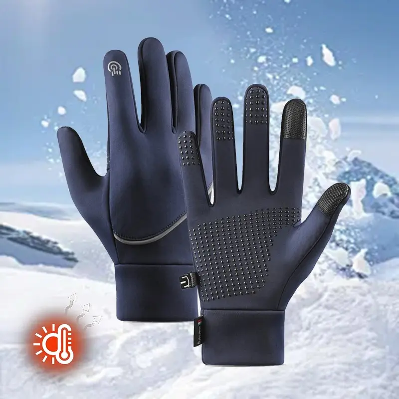 Stylish Unisex Touch Screen Winter Gloves, Silicone Non Slip, Fleece Lined Mittens, Ideal for Cycling, Hiking, Running, Cold Weather