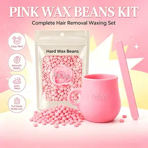 Complete Portable Hard Wax Hair Removal Kit, Aromatic Relaxing Wax Beads, Microwave Safe Reusable Silicone Cup, Salon Grade Root Removal, Ideal for Women Travel Daily Use
