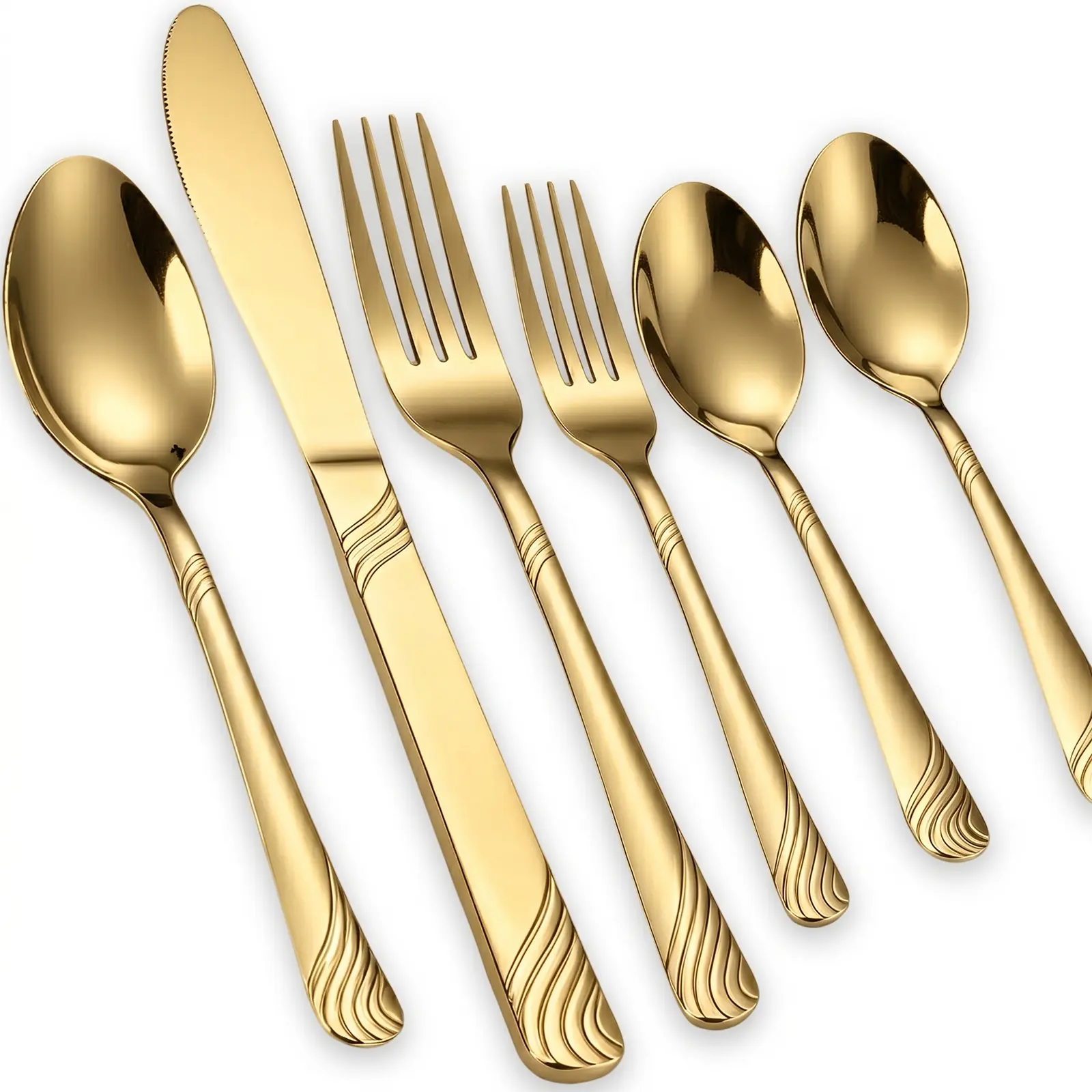 48 Piece Gold Flatware Set For 4,Stainless Steel Silverware,Titanium Plated Rust Resistant Cutlery, Mirror Polished Dishwasher Safe