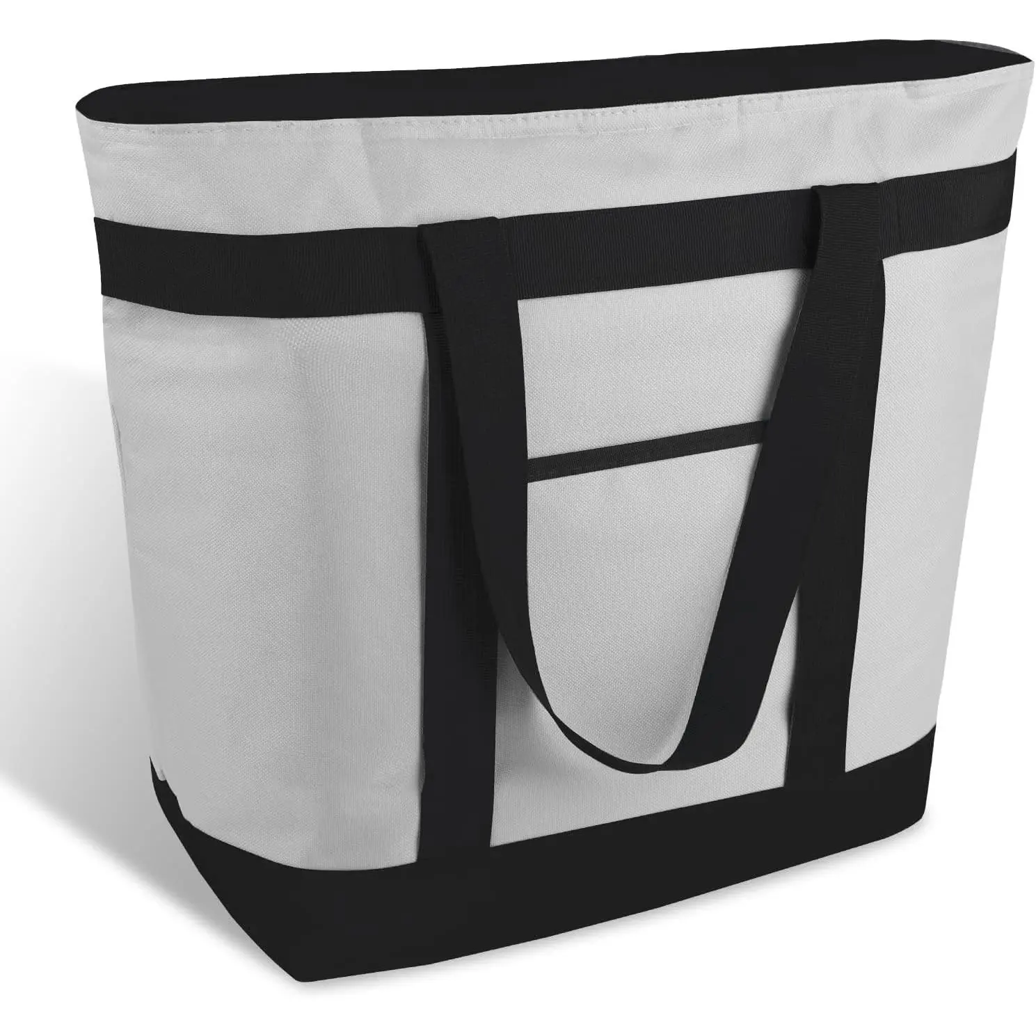 Commercial Insulated 39L Leakproof Thermal Tote Bag, Heavy-Duty Zippered Catering Transport Bag for Restaurant Professional Drivers, Grey, Leakproof Bag