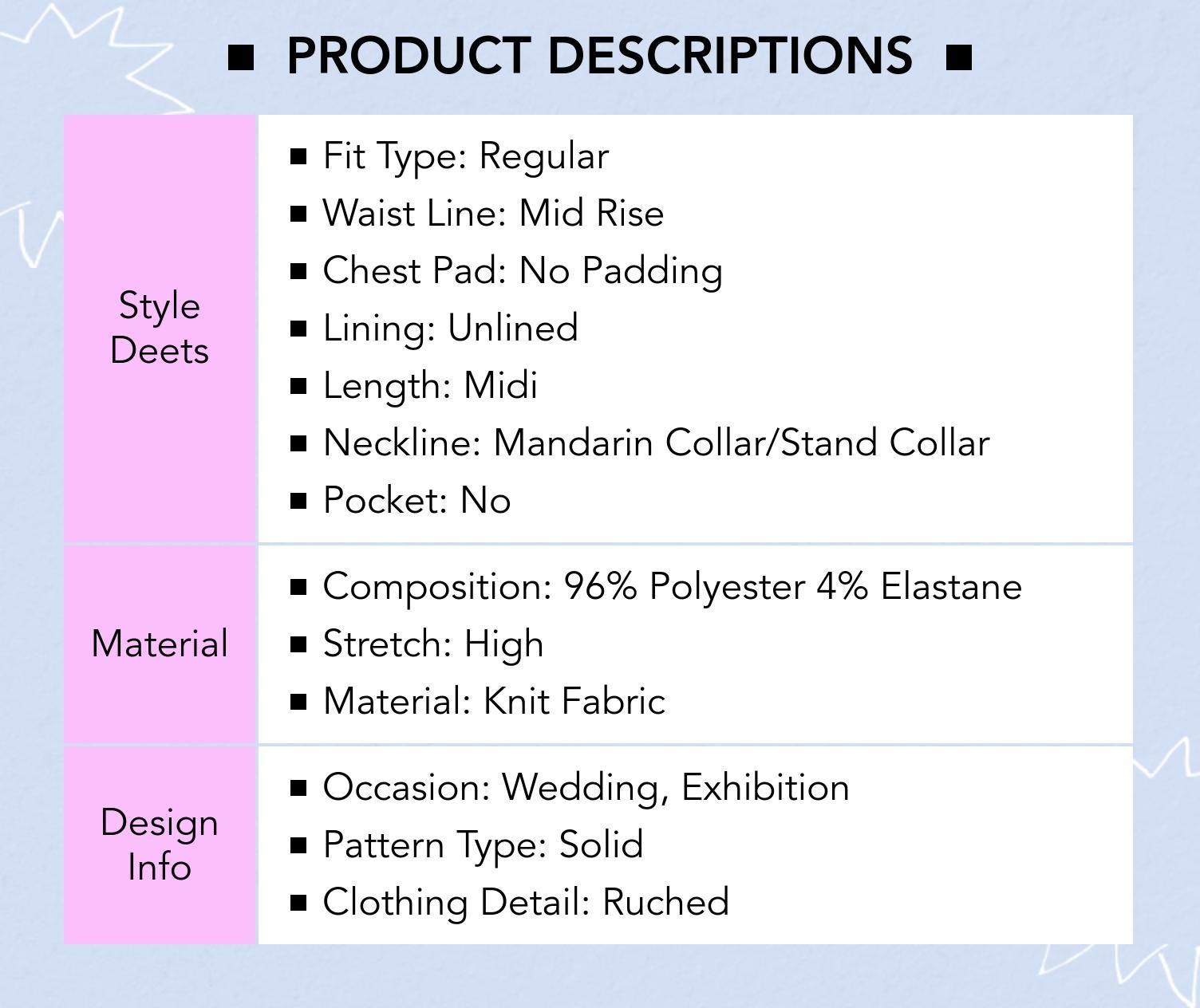 Women's Metallic Stand Collar Solid Ruched Midi Dress, 3 Colors, Size Range 0-26