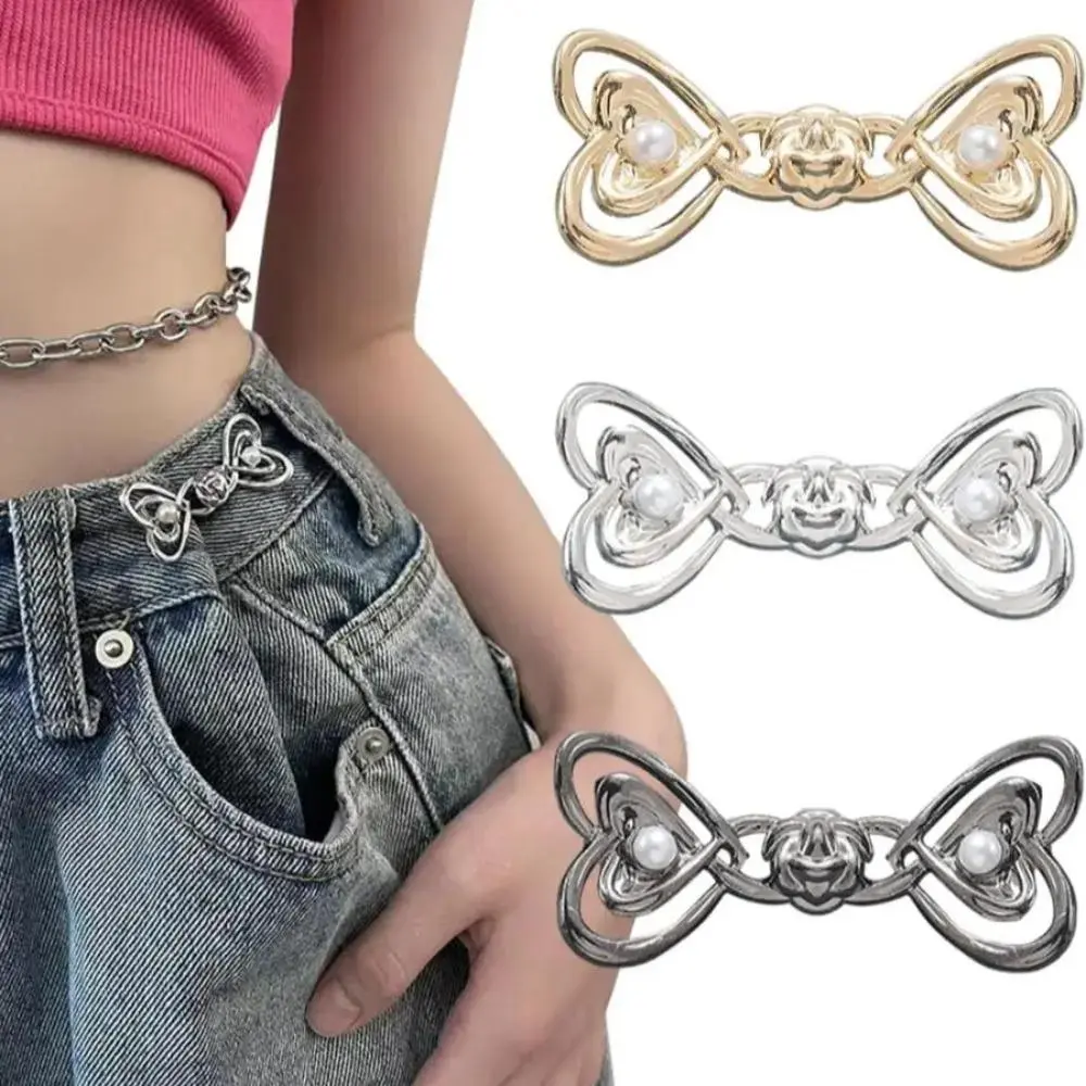 Handmade Heart Design Jeans Waist Tightener 3 Pack, No Sew Easy Install Button Pins, Adjustable Waist Fixer for Oversized Jeans Daily All-Scene Use