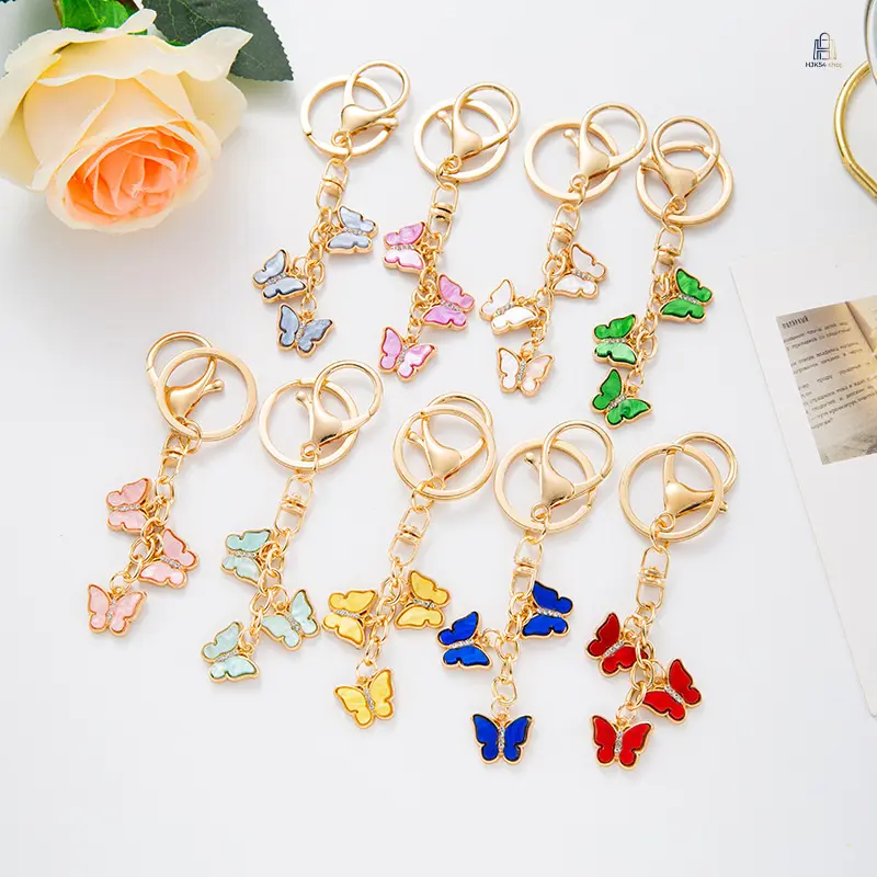 Key Charms & Bag Accessories Butterfly Trend Decor Jewelry 3Pcs Butterfly Metal Keychain Pendants Versatile Backpack Daily Ornament Accessories Lightweight Vivid Detail Sturdy Clasp for School Bag Daily Travel Birthday Holiday Gift Outfit