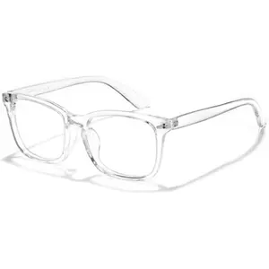 Unisex Classic Fashion Stylish Rectangle Full Rim Glasses - Lightweight Resin Plastic Frame, Blue Light Blocking HD Scratch-Resistant Non-Prescription Lenses, Eyewear for Gaming, Daily Use, Classic Fashion Glasses, Stylish Eyeglass