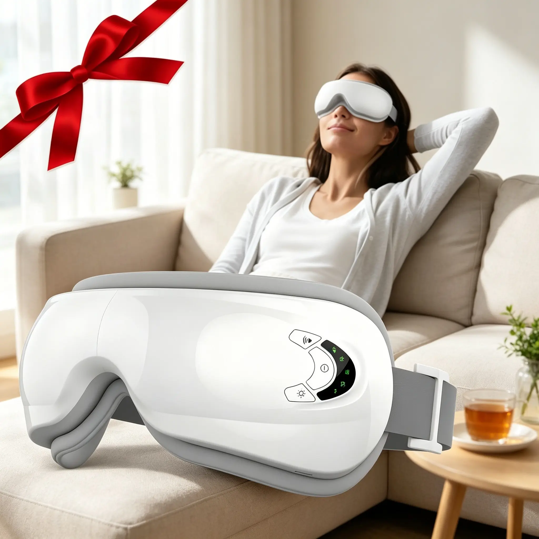 3D Heated Eye Massager Goggles with 5 Modes - Intelligent Vibration & Pressure Therapy Mask for Remote Workers, Night Shifters and Travelers, Reduces Dark Circles, Puffiness and Tension Headaches