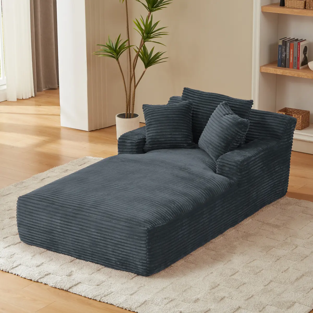 [Bellemave] Oversized Chaise Lounge Chair Indoor, Corduroy Upholstered Modern Sofa Couch,No Assembly Required,Comfy Sleeper Sofa for Living Room,Office