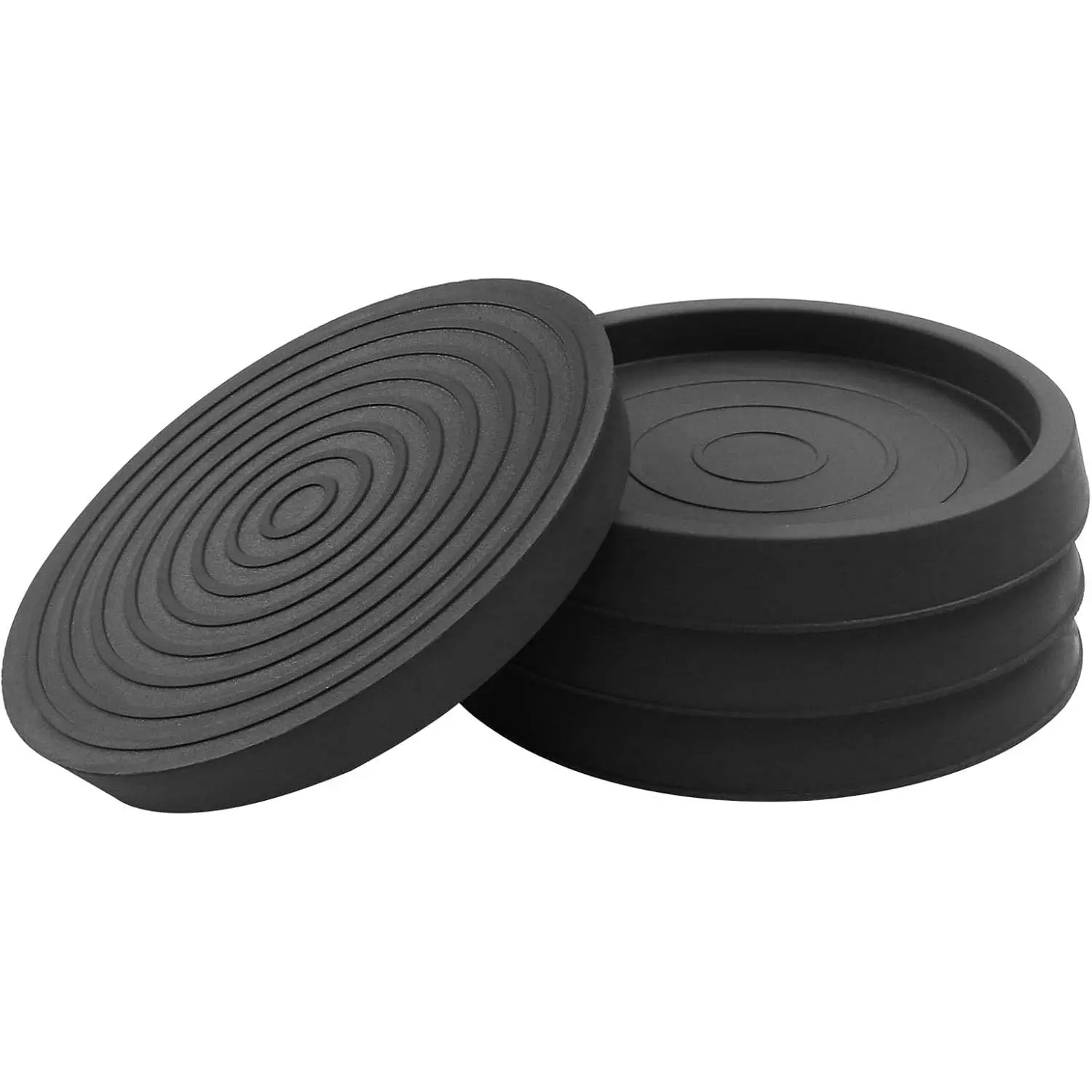 2.5 Inch Round Furniture Coasters, 4 count Black Rubber Caster Cups Non Slip Furniture  Protectors Rubber Furniture Pads for Hardwood Floors