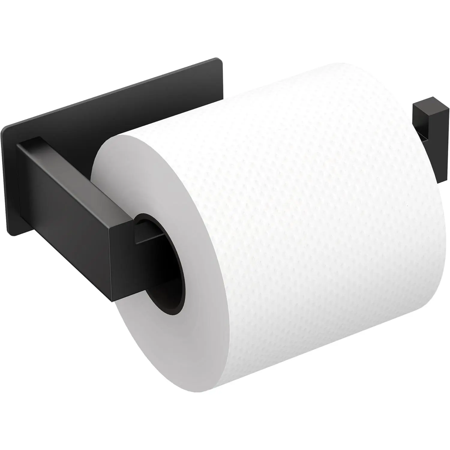 Adhesive Toilet Paper Holder, No Drilling Toilet Roll Holder Wall Mount, Premium Thicken SUS304 Stainless Steel, Rustproof Toilet Tissue Holder for Bathroom Kitchen Washroom RV, Matte Black