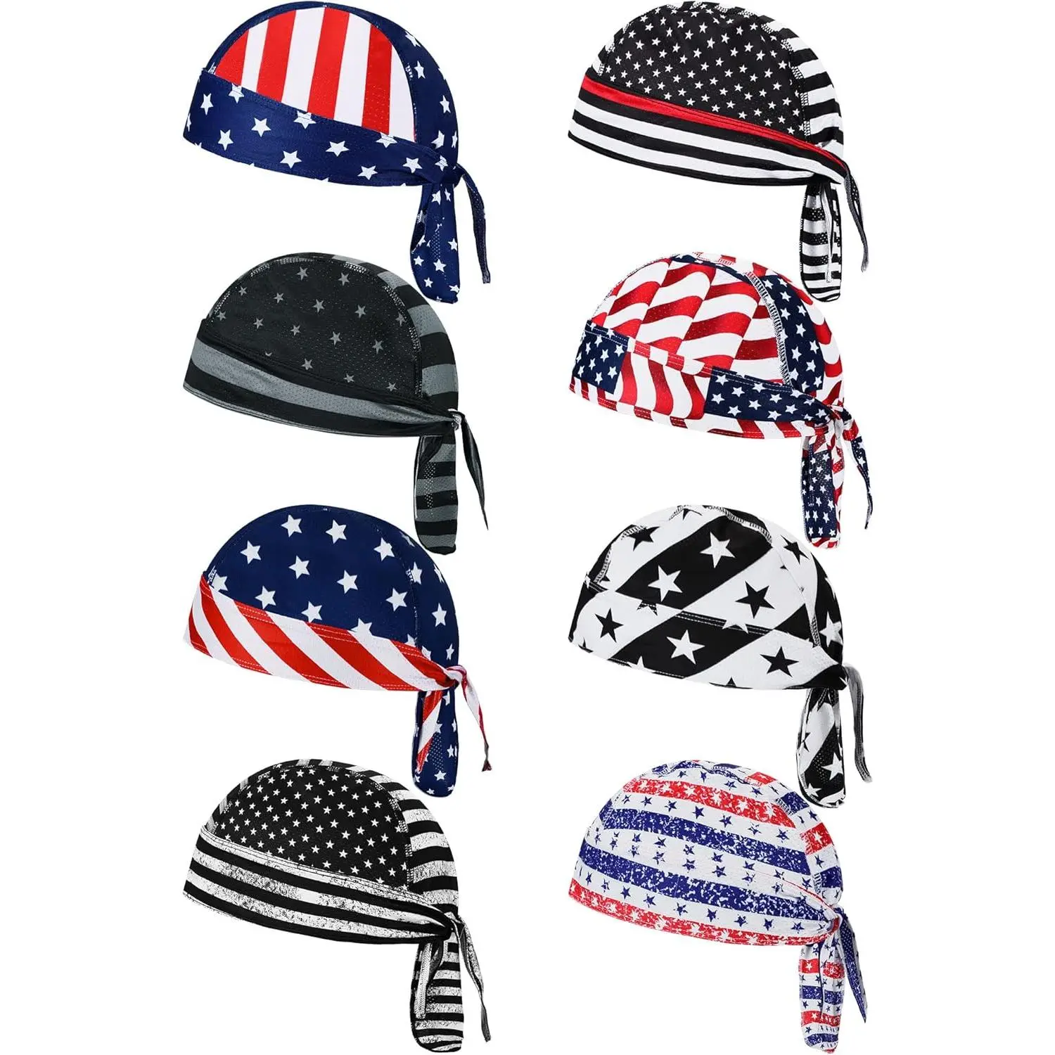 8 Pack Do Rag Skull Caps  Men Sweat Wicking Doo Rags Cooling Helmet Liner Cycling Motorcycle Bandana