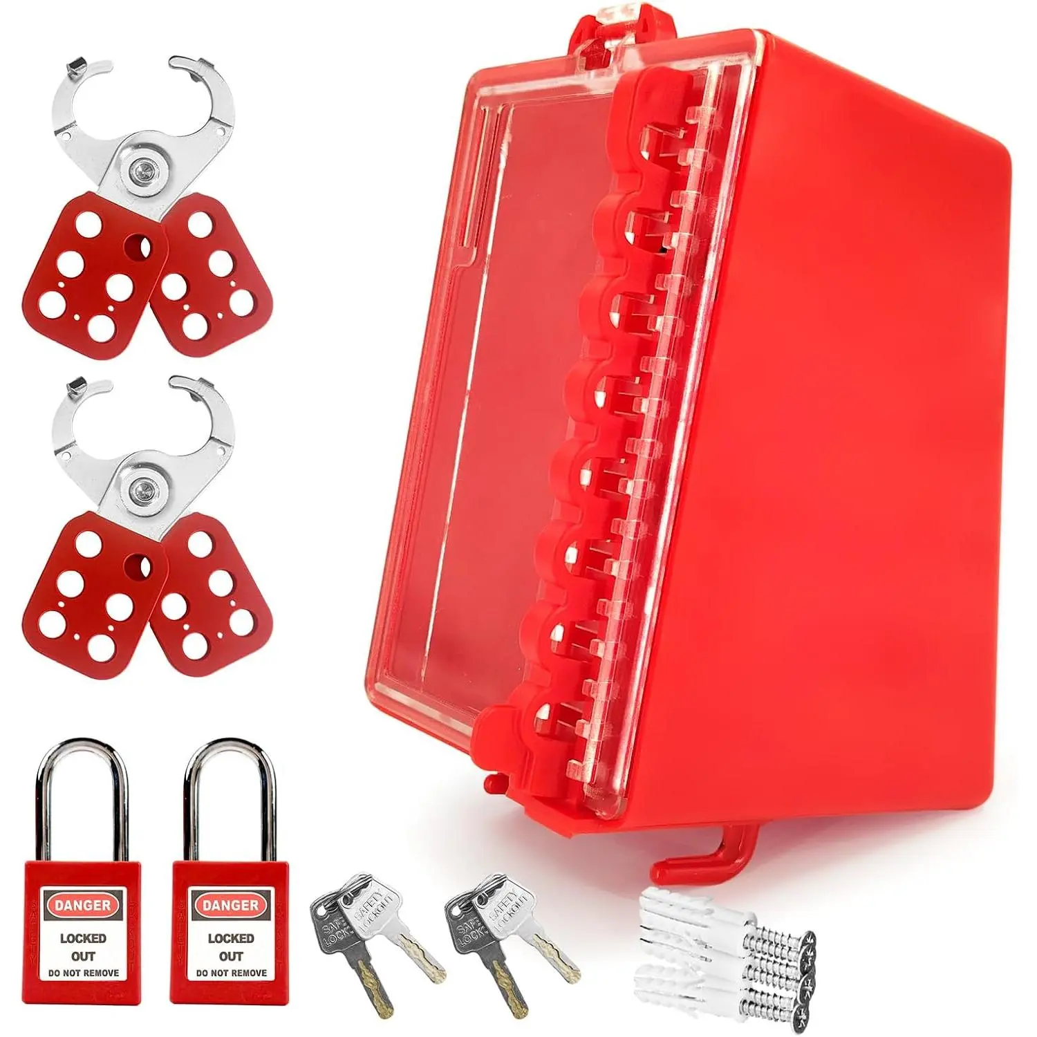 Lockout Tagout Box Kit, Safety Lockout Box Lockouts, Hasps, Tags, Box, Padlocks Lockout Tools