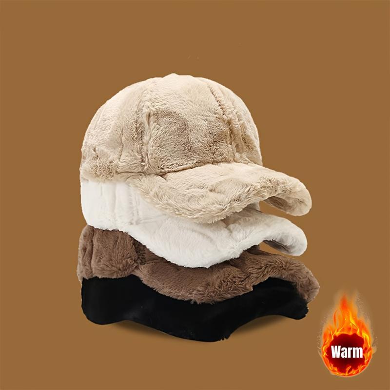 1pc Winter Warm Faux Wool Velvet Beanie - Adjustable Soft Solid Color Design - Cozy Casual Winter Hat - Essential Festive Headwear for Cold Seasons & Daily Warmth Needs