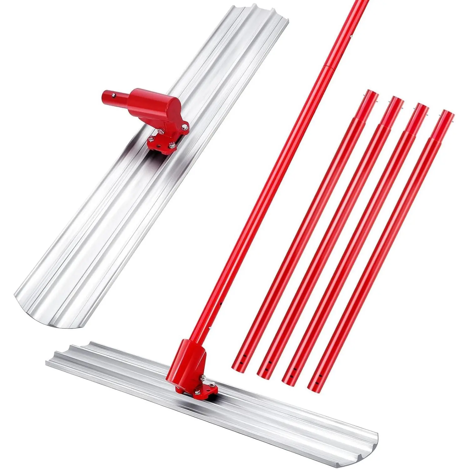 Garvee Professional 48" x 8" Magnesium Bull Float Concrete Tool Kit – Aluminum Alloy Round End Float – 4 Extendable Handles – Adjustable Bracket – For Finishing, Smoothing, Masonry, Road & House Construction