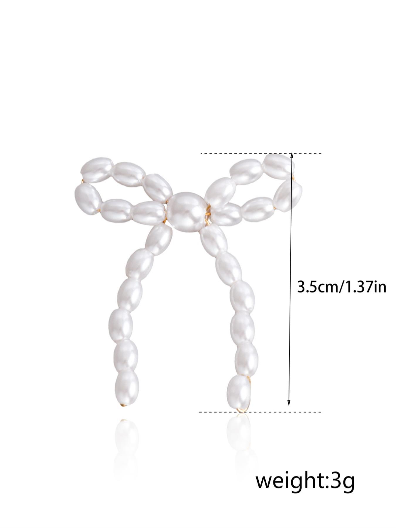 Gorgeous Faux Pearl Bow Decor Stud Earrings, Fashion Elegant Earrings Jewelry for Women, Daily Clothing Decor, Trendy Faux Pearls Craftsmanship Jewelry for Birthday Gift Fall, Mother's Day Gift, Versatile Earrings