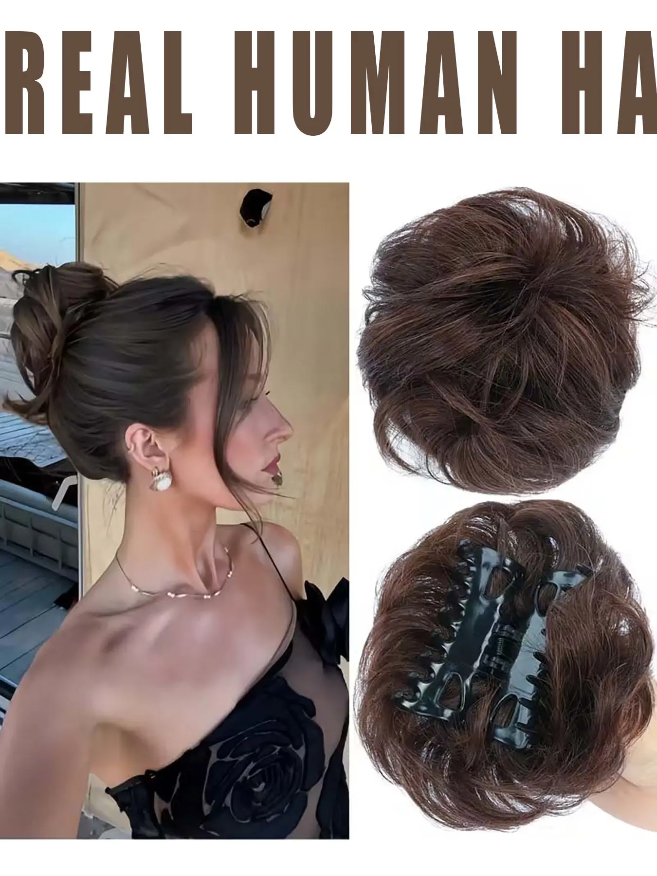 Human Hair Bun Extension Small Drawstring Straight Updo Donut Chignon Real Hair Fake Ballet Bun for Women & Girls Messy Bun Hair Piece for Effortless Style drawstring human chignon bun dark color Easy-To-Wear Messy Bun for Halloween Christmas wedding