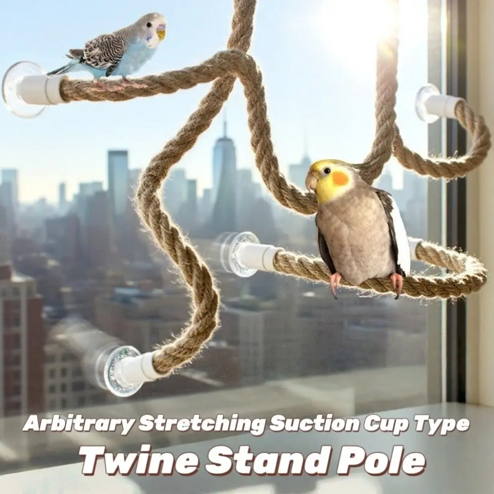 Universal DIY Bendable Bird Perches for Cage - Linen Rope Climbing Stand with Suction Cups, No-Slip Grip, Versatile Design, Promotes Physical & Mental Health, Multiple Lengths: 40Cm 15.75In-), 60Cm 23.62In-)