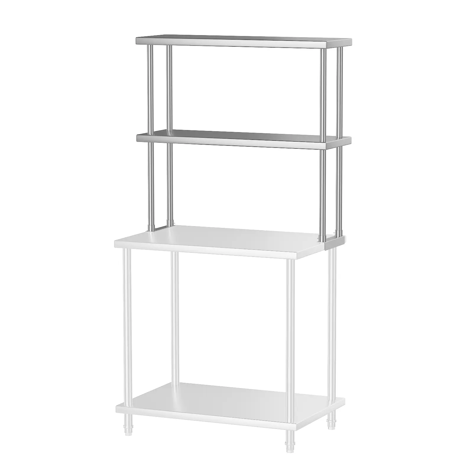 2-Tier Stainless Steel Overshelf for Work & Prep Table, 12x36 inch Commercial Adjustable Double Shelf, Heavy Duty Storage Rack for Kitchens, Utility Rooms, Restaurants & Garages
