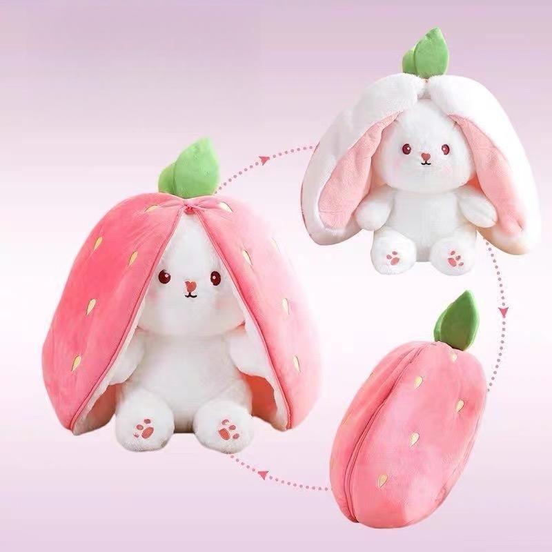 Adorable Strawberry Bunny Plush| Kawaii Soft Stuffed Animal, Perfect Birthday Gift for Girls, Cozy Hug Pillow & Bedroom Decor.Sensory Weighted Plush Series: Hamster, Pomni, Deer, Mushroom & Heart Toys – Ideal for Childhood, Festivals & Comfort Grief Rel