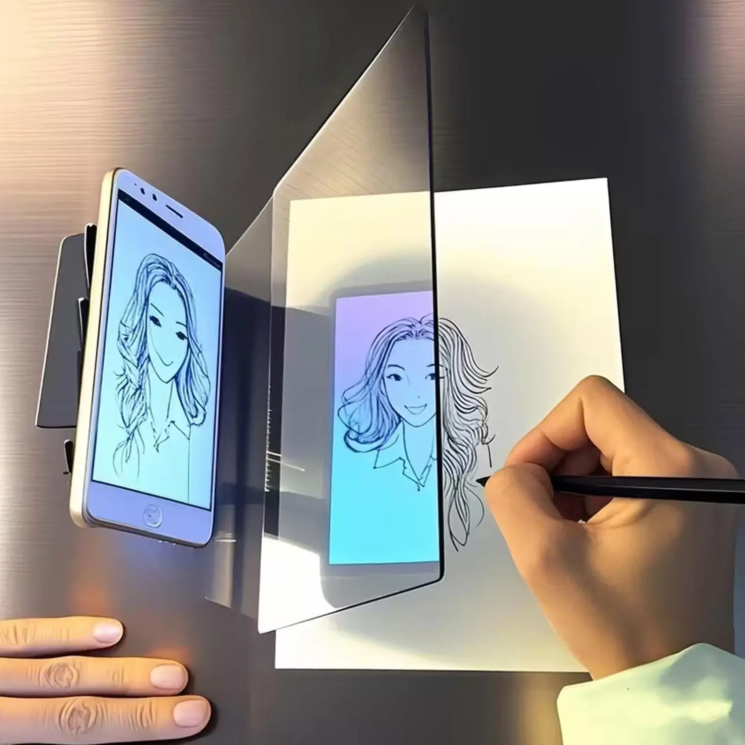 New 1-piece artist-level mobile phone and tablet drawing kit with projection board - Durable PVC material, perfect for Halloween and Christmas sketching and creative projects, compatible with smart phones and tablets, tablet accessory