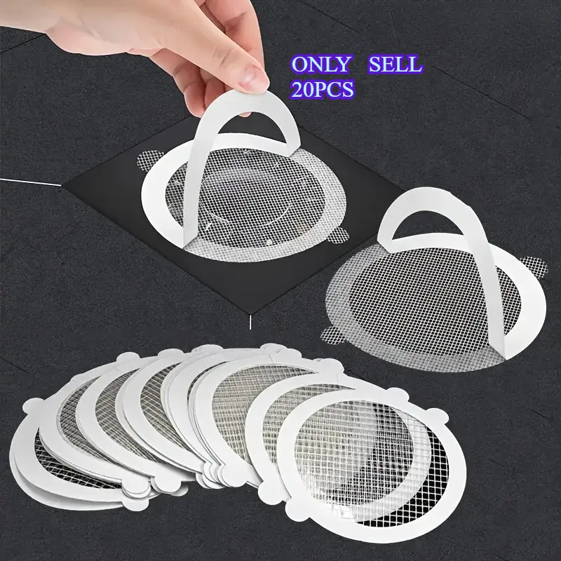 20 Pcs Bathroom Shower Drain Hair Catcher Covers - Effective Anti-Clogging Mesh Filter Stickers for Smooth Drainage - Easy to Clean, Reusable, Halloween and Christmas Decorations