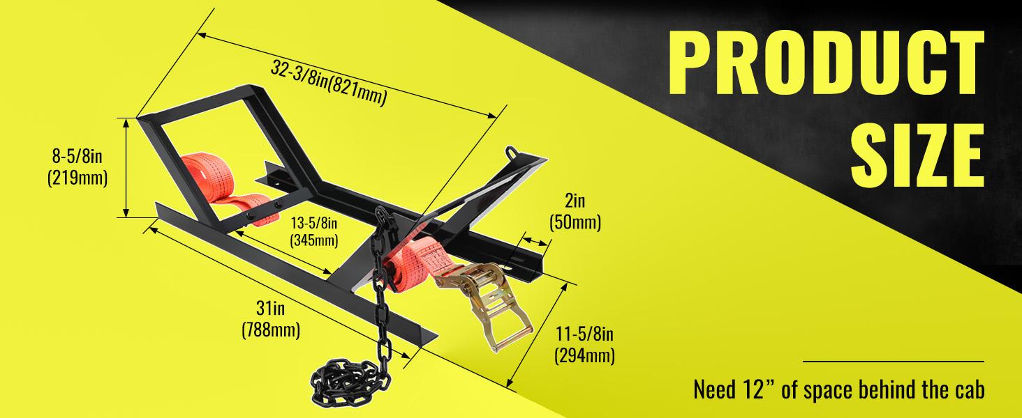 Universal Semi-Truck Spare Tire Carrier with Ratchet Strap & Chain – Portable Adjustable Secure Holder Rack NN2191-TK