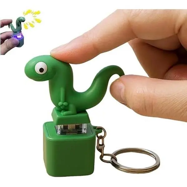 Unisex ABS Plastic Lizard Button Rechargeable Keychain with LED Lights & LED Sounds, Funny Clicker Fidget Toy for Adults, Portable Anxiety Relief Party Gift, Unique Summer Festive Bag Insert, Stress Relief