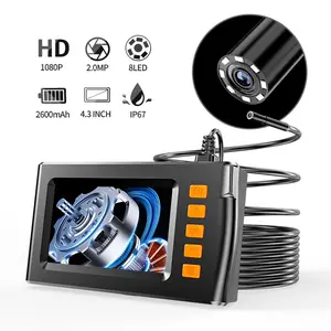 Dual Lens High Definition Endoscope Camera with Light, 1920P HD Borescope Camera with 4.3" LCD, 8 Adjustable LEDs,  Semi-Rigid Cable-IP67 Waterproof Inspection Borescope for Sewer/Drain/Pipe, Versatile