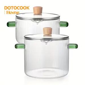 High Borosilicate Glass Dual-Ear Cooking Pot Set, Multifunctional Enamel Skillet, Healthy Meal Prep, Kitchen, Restaurant, Outdoor Camping