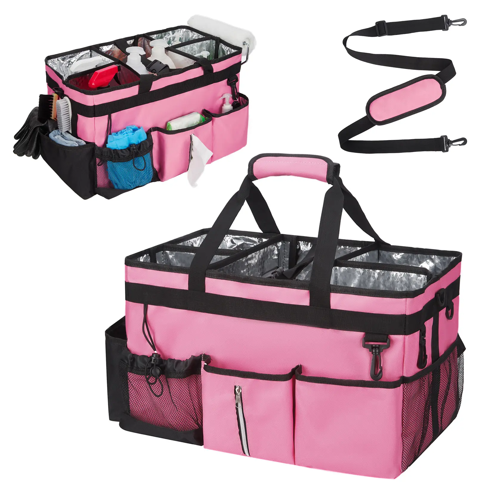Heavy Duty Oxford Tool Bag 17 Inch – Multi-Pocket Waterproof Tote, Open Top, Adjustable Shoulder Strap, Padded Handle, Portable Organizer for Electricians, Carpenters, Plumbers, Mechanics, Handymen