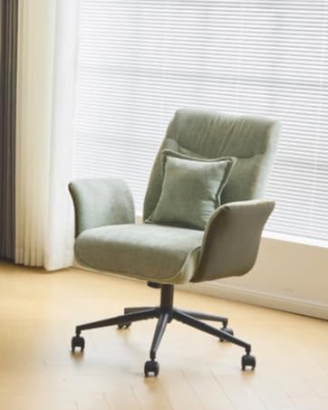 VINGLI Wide Criss Cross Legged Office Chair,Buttprint Ergonomic Desk Chair Comfy with Pillow&Gold Base,Dual-Use with/no Wheels,Adjustable Vanity Swivel Chair for Bedroom,Home Office,Teddy Fleece,White