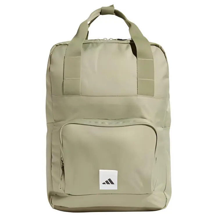 Adidas Recycled Polyester Backpack for Men and Women – Zippered Logo Patch, Casual Style, Light Green