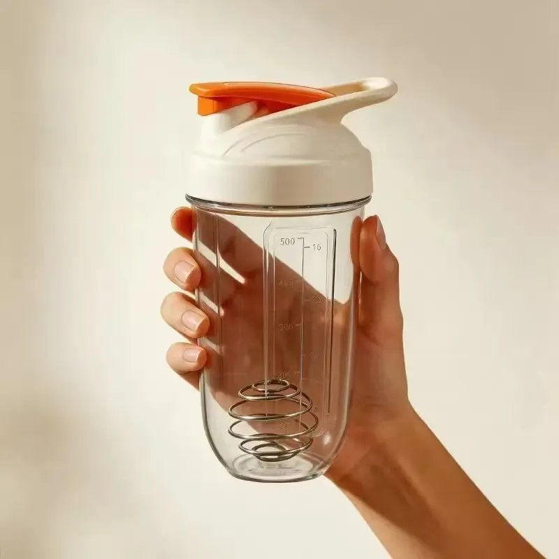 500ML Protein Shaker Cup, Portable Protein Shake Bottle with Mixing Ball and Measuring Spoon, Ideal for Sports, Travel, Camping, Dinner, Gift, Drink Bottles