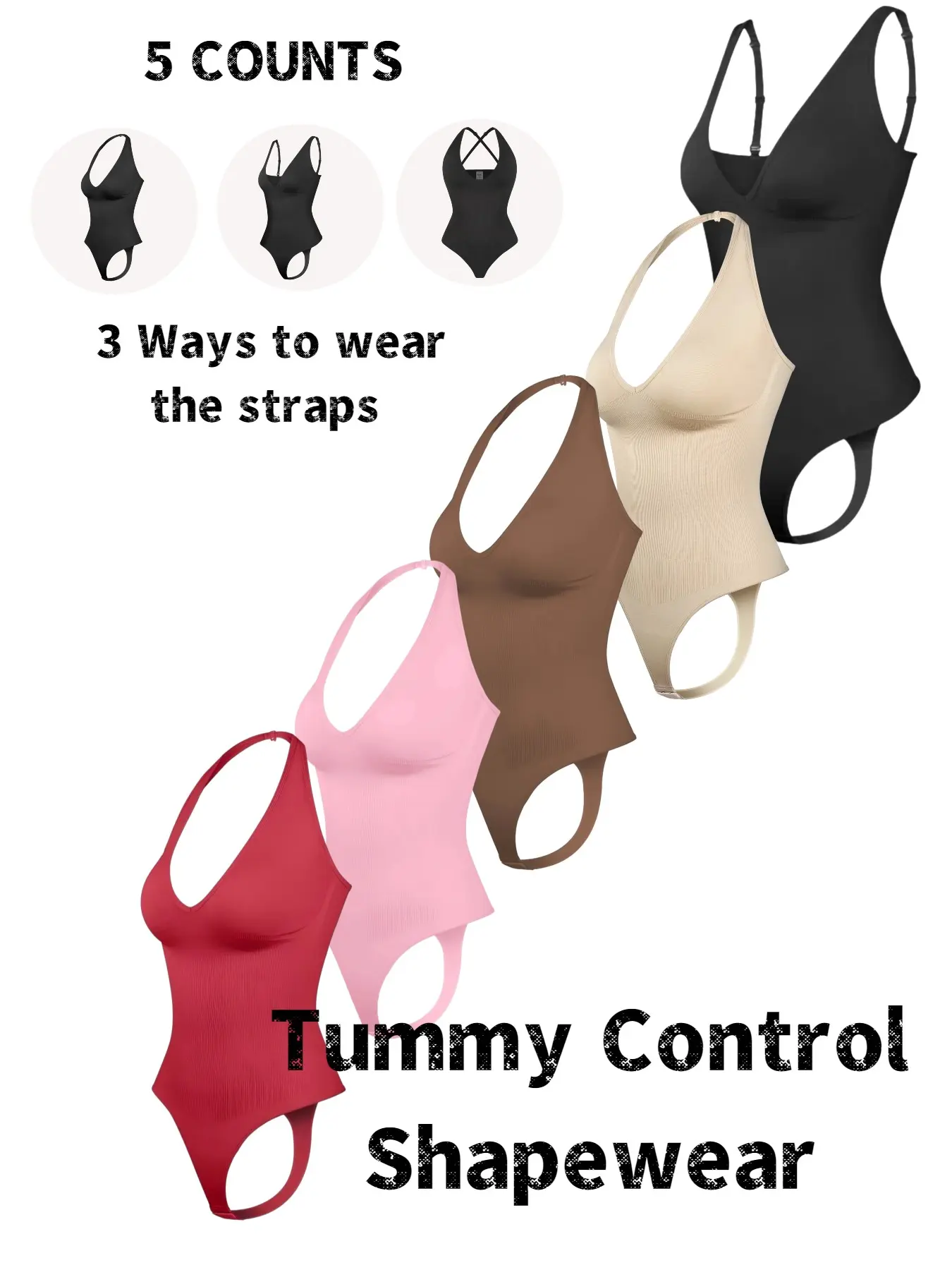 Women's Solid Color Open Bust Design Halter Neck Straps Shapewear Bodysuit, Casual Comfortable Breathable Tummy Control Butt Lifter Shaper, Ladies Shapewear Bodysuit for All Seasons
