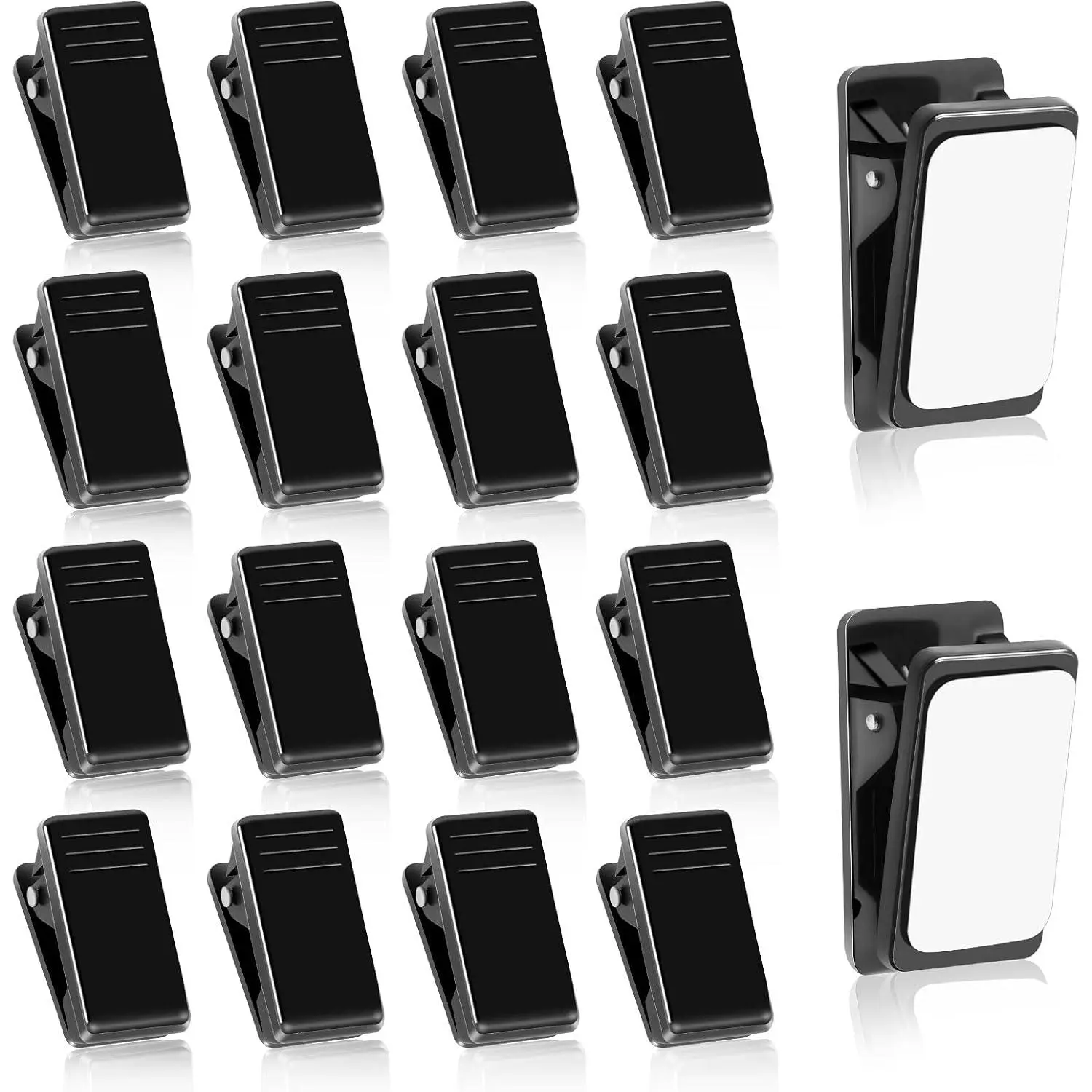 20 count Self Adhesive Clips, Tapestry Hangers Clips Sticky Clips Wall Clips Light Clips Photo Clips Poster Clips Plastic  Spring Clips for Office Poster Photo Decorations, Black