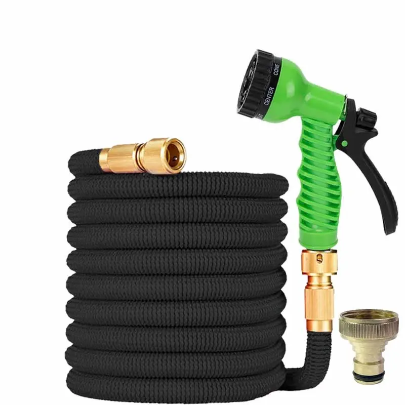 Expandable Magic Garden Hose Kit, 3x Stretch Retractable Flexible Water Hose, Solid Brass Quick Connectors, for Car Washing, Gardening, Cleaning