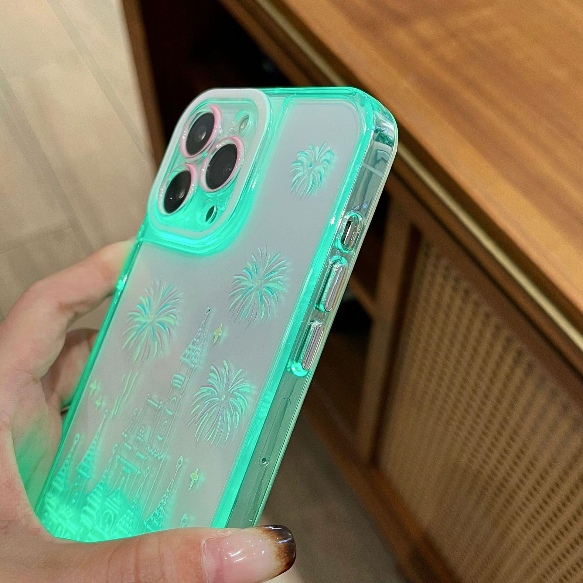 LED Fantasy Castle Fireworks Phone Case, Compatible with iPhone 11/12/13/14/15/16/17 Pro/Pro Max/Plus, Stylish Protective Cover, Unique Design for Daily Use, Protective Casing